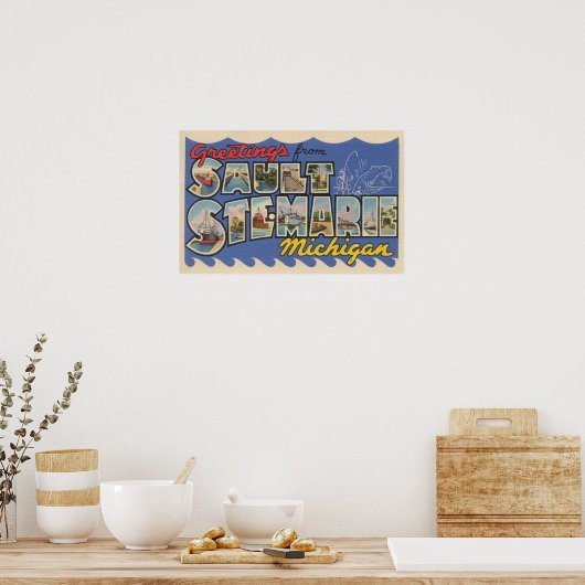 Sault Ste. Marie, Michigan - Grote brief Poster (Keuken)