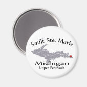 Sault Ste Marie Michigan Heart Map Design Magnet (Voorkant / Achterkant)