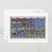 Sault Ste. Marie, Michigan - Large Letter Scenes Briefkaart (Voorkant / Achterkant)