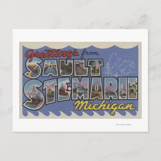 Sault Ste. Marie, Michigan - Large Letter Scenes Briefkaart (Voorkant)