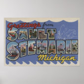 Sault Ste. Marie, Michigan - Large Letter Scenes Poster (Voorkant)
