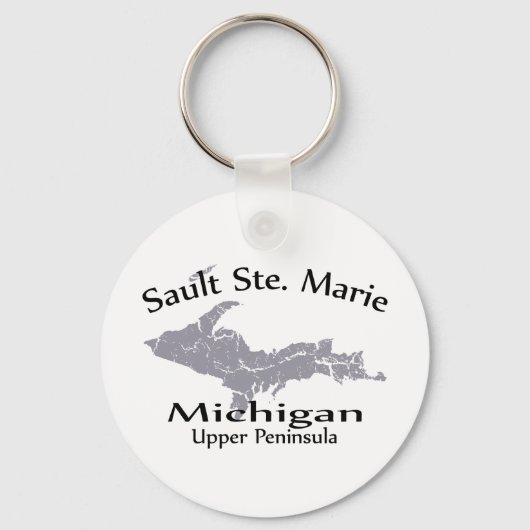 Sault Ste Marie Michigan Map Sleutelhanger (Voorkant)