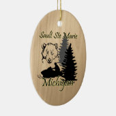 Sault Ste Marie Michigan Snowmobile Beer Ceramic Keramisch Ornament (Rechts)