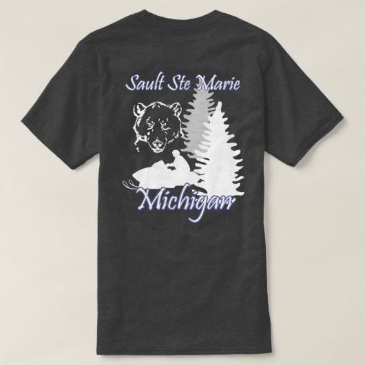 Sault Ste Marie Michigan Snowmobile Beer Charcoal T-shirt (Design achterkant)