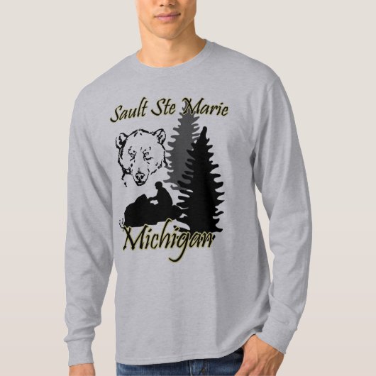 Sault Ste Marie Michigan Snowmobile Beer Gray T-shirt (Voorkant)