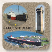 Sault Ste. Marie set van 6 plastic onderzetters (Voorkant)
