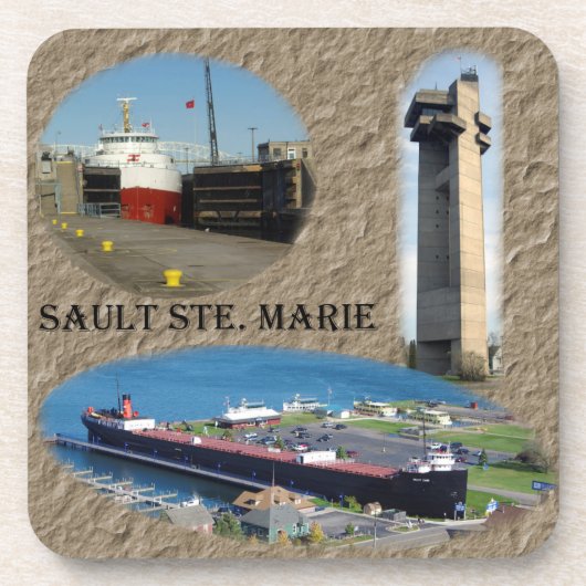 Sault Ste. Marie set van 6 plastic onderzetters (Voorkant)