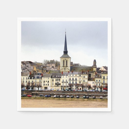 Saumur River Bank Scene Paper Napkins Servetten (Voorkant)
