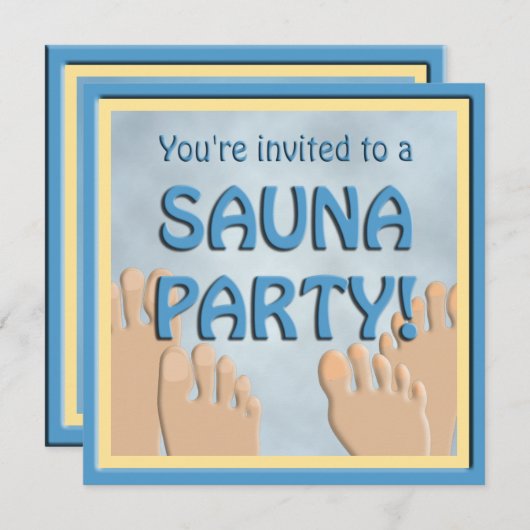 Sauna Party Funny Feet Cute Invitation Kaart (Voorkant / Achterkant)