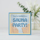 Sauna Party Funny Feet Cute Invitation Kaart (Staand voorkant)