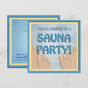 Sauna Party Funny Feet Cute Invitation Kaart