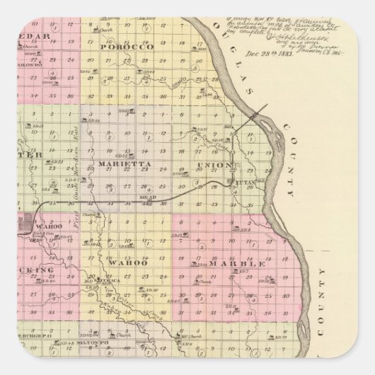 Saunders County, Nebraska Vierkante Sticker (Voorkant)