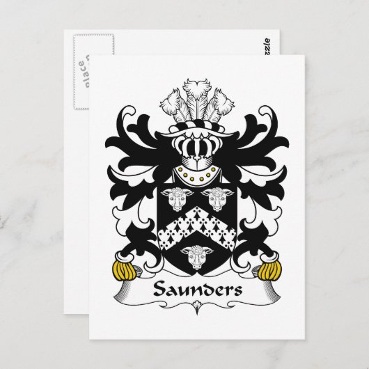Saunders Family Crest Briefkaart (Voorkant / Achterkant)