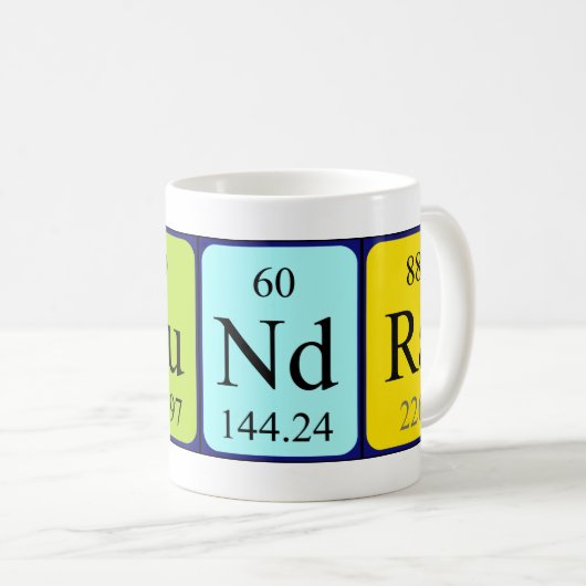 Saundra periodieke mok tabelnaam (Voorkant rechts)