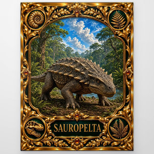 Sauropelta, met juwelen versierde erfstuk kunst briefkaart