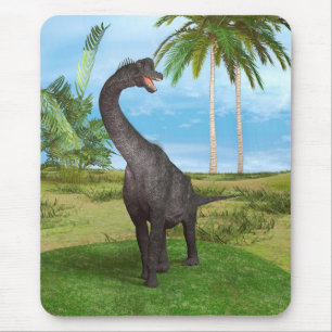 Sauropode dinosauriër in een tropisch prehistorisc muismat