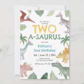 Saurus Dinosaur Birthday Invitation Kaart (Voorkant)