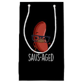 Saus-aged Funny Old Sausage Puns Dark BG Klein Cadeauzakje (Voorkant)