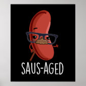 Saus-aged Funny Old Sausage Puns Dark BG Poster (Voorkant)