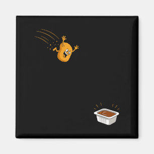 Saus Duik Grappige Vliegende Kip Nugget Cartoon Magneet