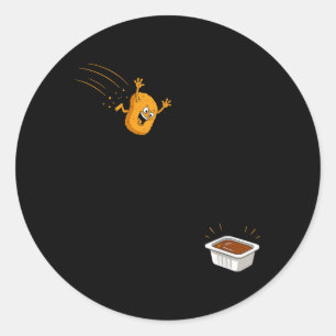 Saus Duik Grappige Vliegende Kip Nugget Cartoon Ronde Sticker