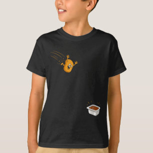 Saus Duik Grappige Vliegende Kip Nugget Cartoon T-shirt