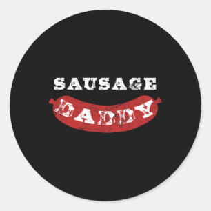 Sausage Daddy Grappig Benauwd BBQ Papa Ronde Sticker