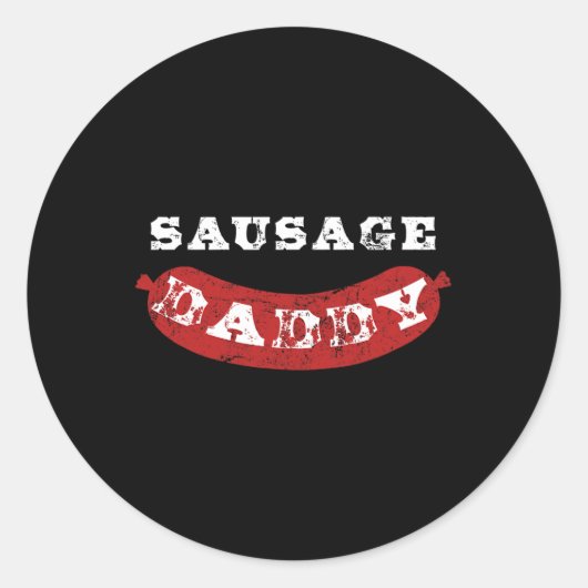 Sausage Daddy Grappig Benauwd BBQ Papa Ronde Sticker (Voorkant)