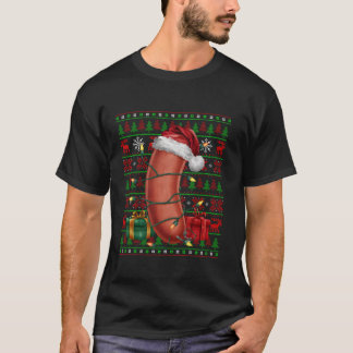 Sausage Food Xmas Lights Ugly Santa Hat Sausage Ch T-shirt