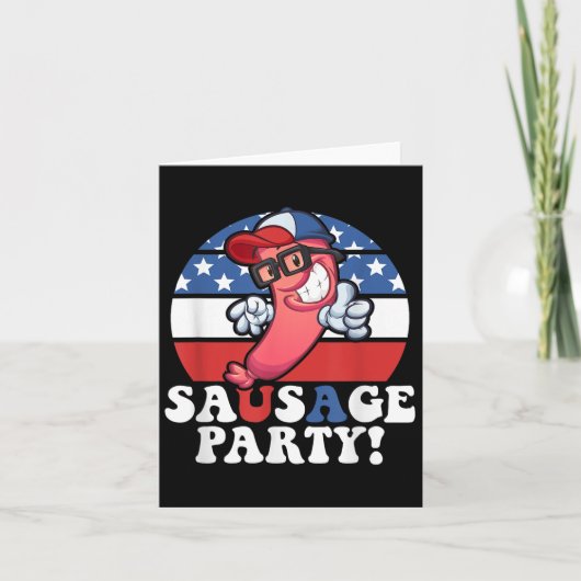 Sausage Party American Flag Usa Bbq Funny 4th Of J Kaart (Voorkant)