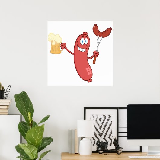 Sausages And Beer Poster (Thuiskantoor)
