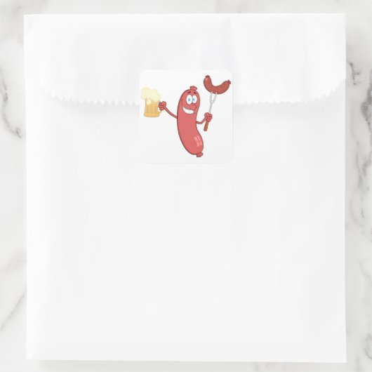 Sausages And Beer Vierkante Sticker (Tas)