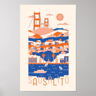 Sausalito California Reisposter Poster