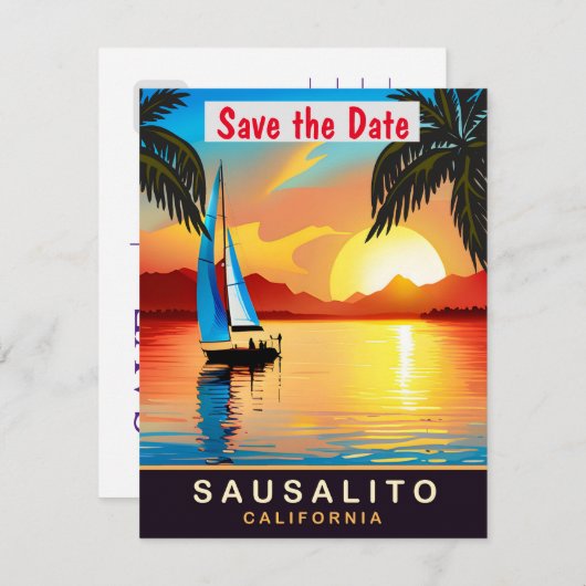 Sausalito, Californië, Reisansichtkaart,  Save The Date (Voorkant / Achterkant)