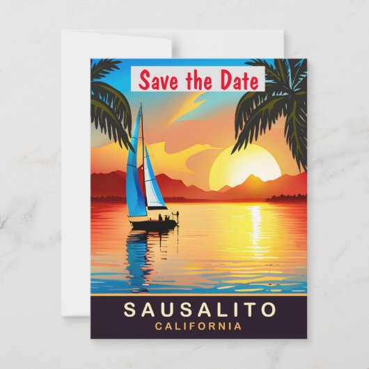 Sausalito, Californië, Reizen Briefkaart, Save The Date (Voorkant)