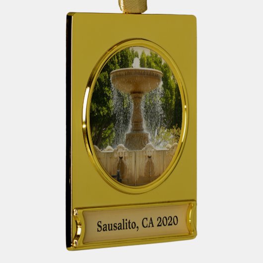 Sausalito Fountain California Travel Photography Verguld Banner Ornament (Rechts)