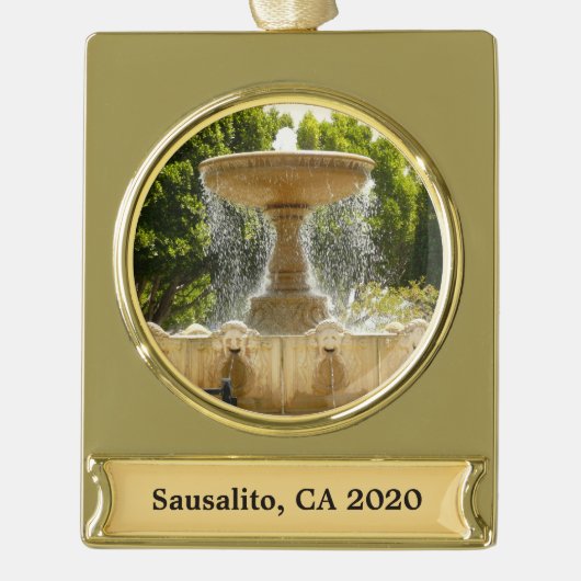 Sausalito Fountain California Travel Photography Verguld Banner Ornament (Voorkant)