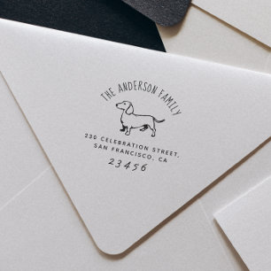 Sause Dog   Aangepast familienaam en retouradres Rubberstempel