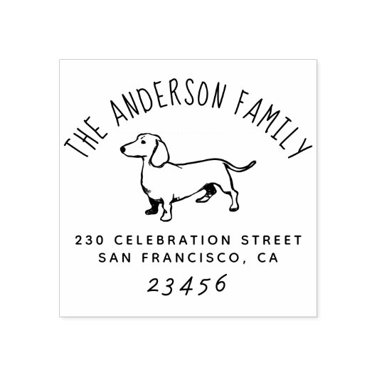 Sause Dog | Aangepast familienaam en retouradres Rubberstempel (Afrduk)