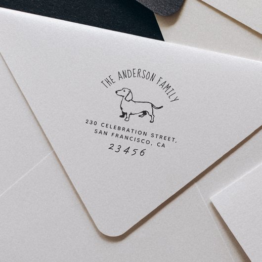 Sause Dog | Aangepast familienaam en retouradres Zelfinktende Stempel