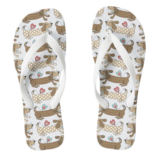 Sause Dog Dachshund Teenslippers Beach Footwear (Voetbed)