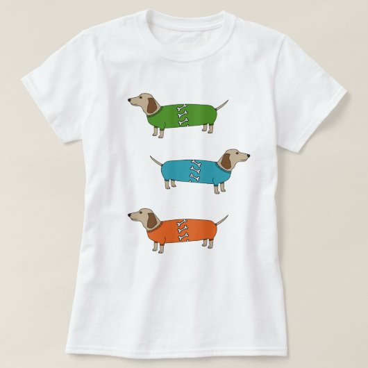 SaUSE Dogs Dachshund in Jumpers Bone Top T-Shirt (Design voorkant)