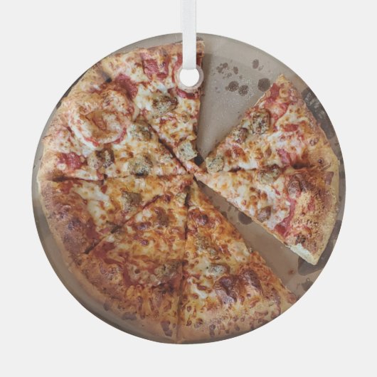 Sause Pizza Thick Crust met kerstmis Glas Ornament (Voorkant)