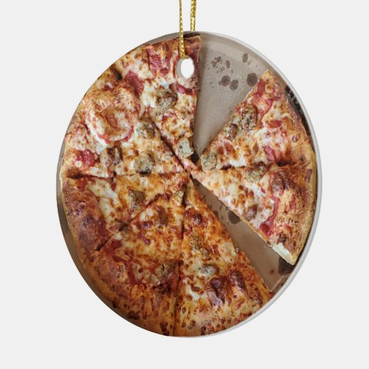 Sause Pizza Thick Crust met kerstmis Keramisch Ornament (Links)