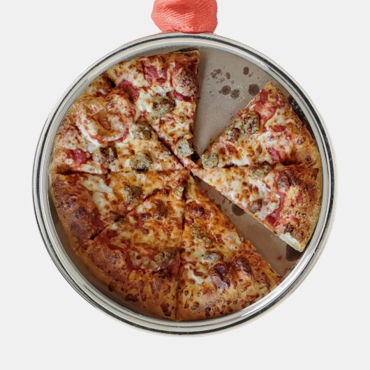 Sause Pizza Thick Crust met kerstmis Metalen Ornament (Voorkant)