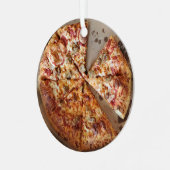 Sause Pizza Thick Crust met kerstmis Metalen Ornament (Voorkant links)