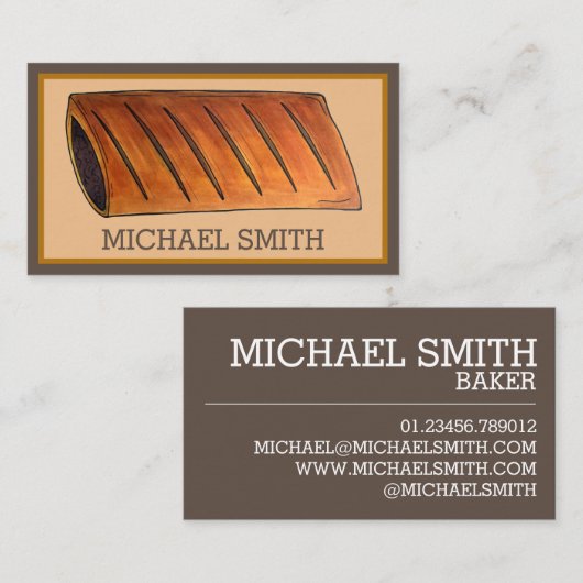 Sause Roll British Food Savory Pastry Chef Café Visitekaartje (Voorkant / Achterkant)