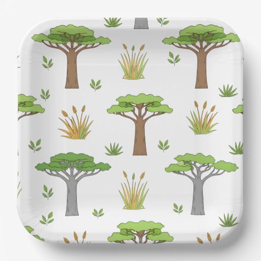 Sauvanna Arbres en Poussins Africans Papieren Bordje (Voorkant)