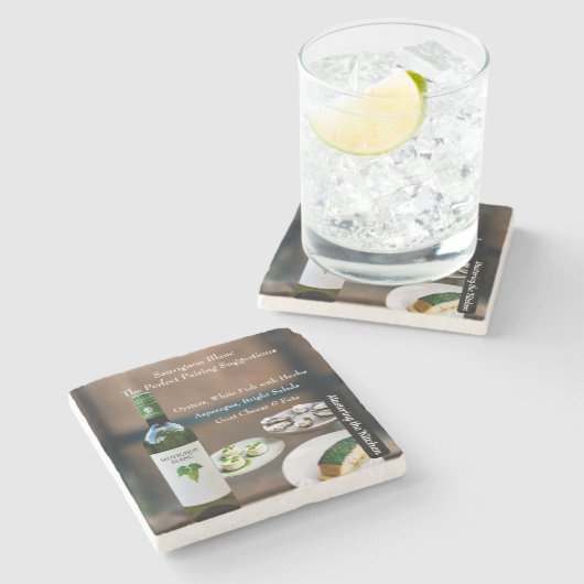 Sauvignon Blanc Wijncombinatiegids Stenen Onderzetter (Zijkant)