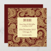 Sava de datum huwelijksuitnodiging kaart rood indi (Voorkant / Achterkant)